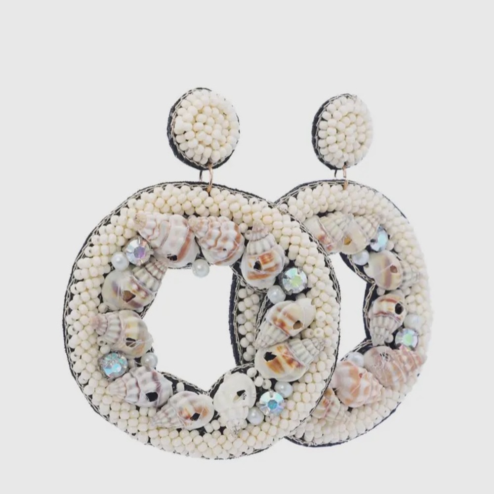 Shell sead bead earrings - Picture 3 of 5